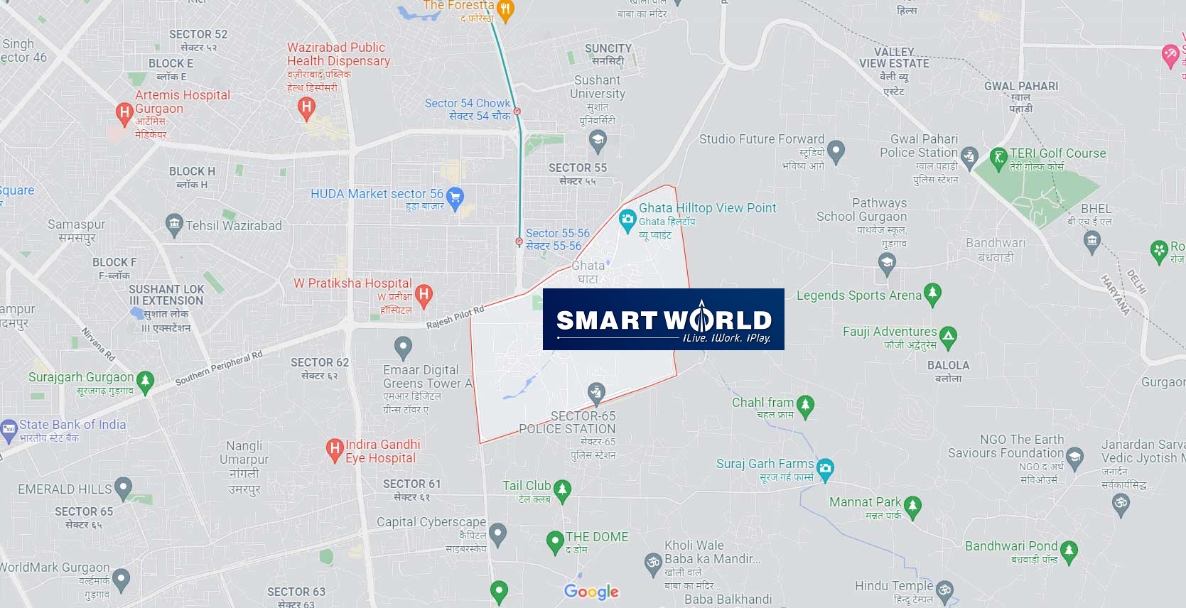 Smart World Sector 58 Gurugram Location Map